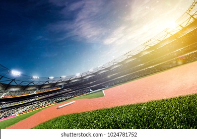 Empty Baseball Stadium 3d Render Panorama