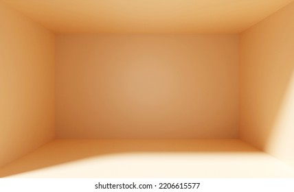 Empty Beige Room With Sun Light, 3D Rendering.