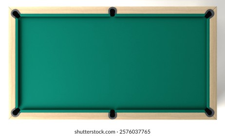 Empty billiard table on a white background. Billiard table top view. 