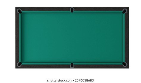 Empty billiard table on a white background. Billiard table top view. 