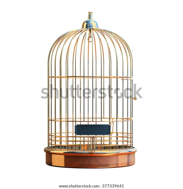 Empty Bird Golden Cage Isolated On Stock Illustration 377339641