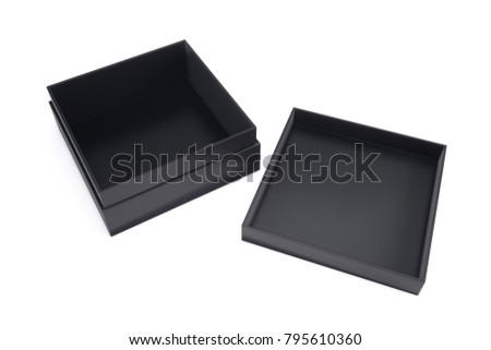 Empty black box with the adjacent cap on a white background. 3d rendering