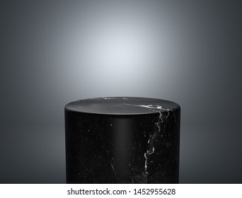 Empty Black Marble Podium On Nice Background, Product Display With Copy Space For Display Of Content Design.Banner For Advertise Product On Website