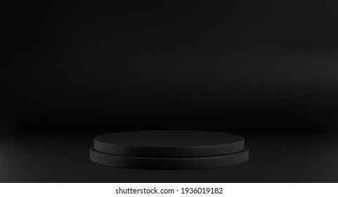 Empty Black Podium For Display Product. 3D Rendering.