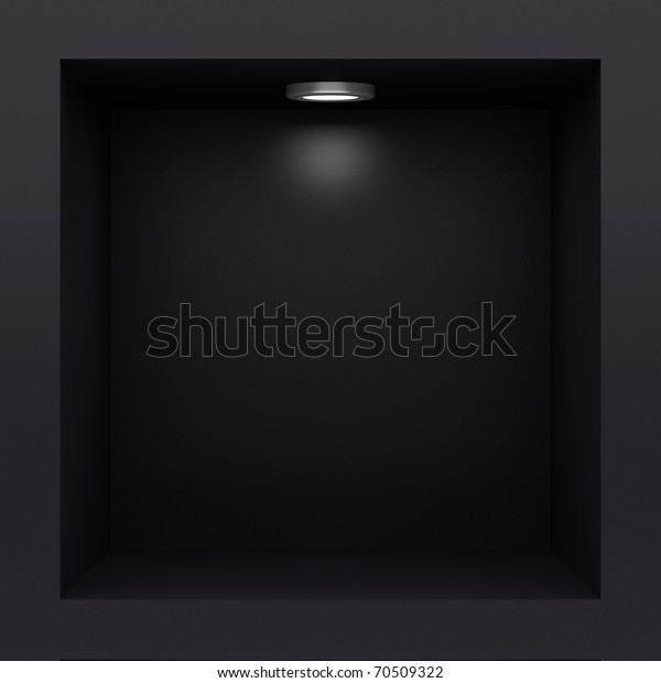 Empty black rack\
with illumination of\
shelves