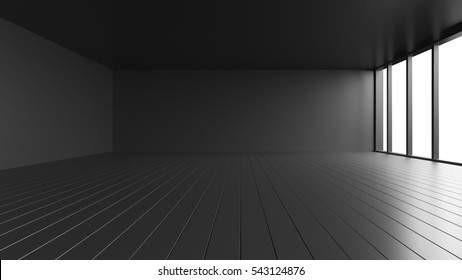 Empty Black Room. 3D Render