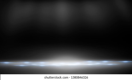 Empty Black Scene. Black Photo Background, Rays Of Light. Abstract Texture Of Black Scene.