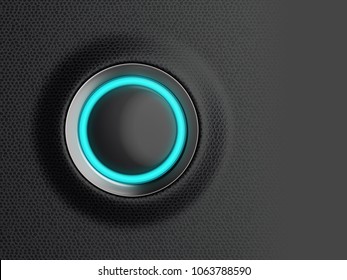 Empty Black Start Button, Ready For Your Text Message, Symbol Or Icon, Car Dashboard Close-up. 3d Illustration.