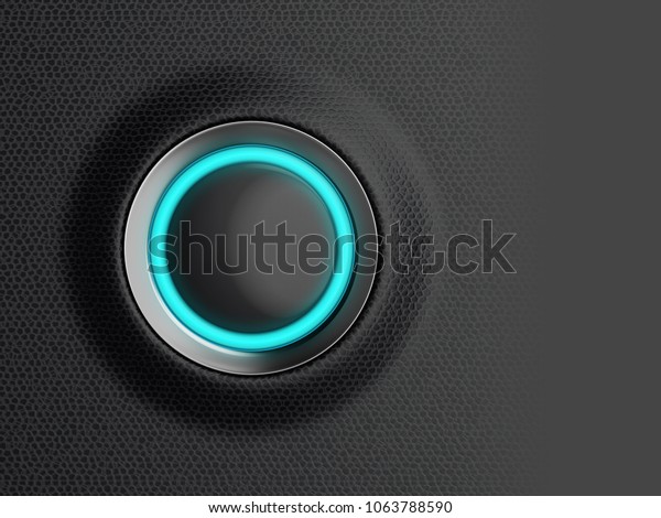 Empty black\
start button, ready for your text message, symbol or icon, car\
dashboard close-up. 3d\
illustration.