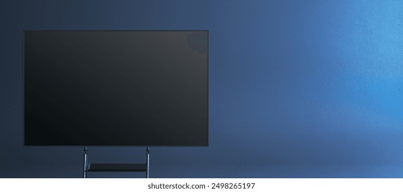 Empty blackboard on an easel. Modern interior style with blue background. Concept for presentation, training, or seminar. 3D Rendering - Powered by Shutterstock