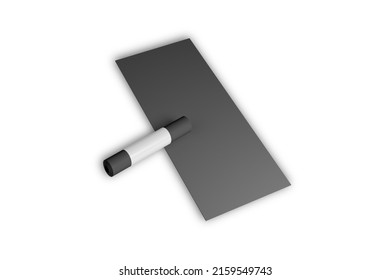 Empty Blank Black Yoga Mat Mockup Isolated On White Background. 3d Rendering.
