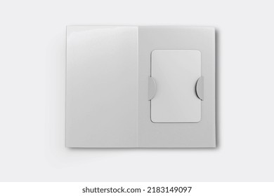 Empty Blank Gift Card Holder Mock Up Isolated On White Background. 3d Rendering.	