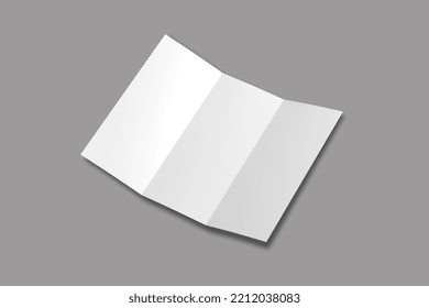 Empty Blank Trifold Brochure Open And Closed Mockup Isolated On A Dark Background. Advertising Leaflet Or Flyer, Menu Mockup, Catalog, Wine Card Template. 3d Rendering.