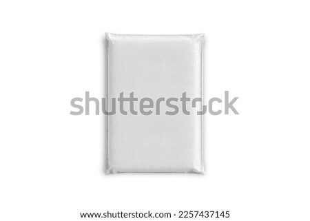 Empty blank white paper parcel bag isolated on a background. Shipping paper Bag Postal Packing. Postal package. 3d rendering. eco friendly.