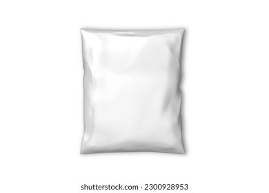 Empty blank white plastic parcel bag isolated on a grey background. Shipping Plastic Bag Postal Packing. Postal package. 3d rendering.