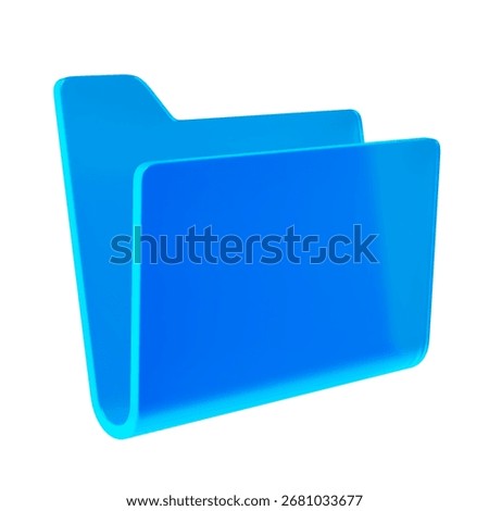Empty Blue Folder 3D Glossy Icon on a white Background.