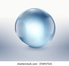 Empty Blue Glass Ball On Light Background