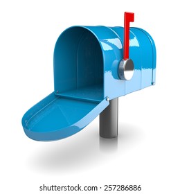 Empty Blue Mailbox On White Background 3D Illustration