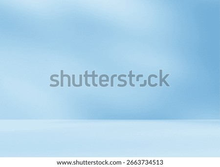 Empty blue room studio with shadow of leaves on concrete wall and floor for product presentation. Sunlight effect shadow. Minimal winter backdrop. Cosmetic, beauty and fashion showroom.