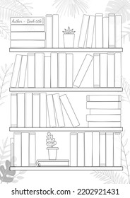 Empty Bookshelf With Space For To Fill Read Plan Of Books. JPG A4 Print Ready  Reading Planner Blank With Empty Space. Template Bullet Journal Page, Daily Planner Template, Blank For Notebook.