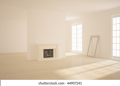 empty bright room with fire - Shutterstock ID 44907241