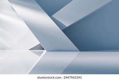Empty building structure with geometric structure, 3d rendering. 3D illustration.