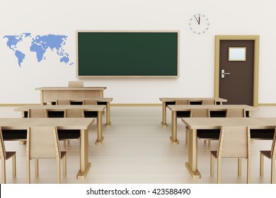 Empty Classroom, 3D Illustration