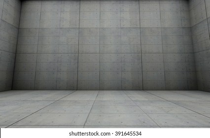 Empty concrete architecture room.