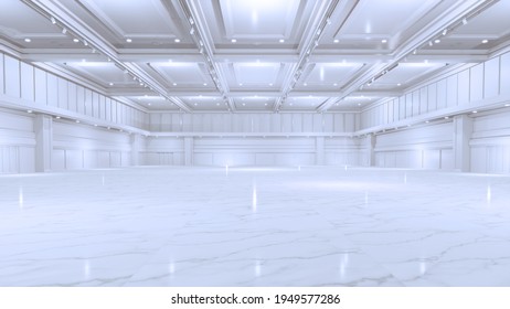 Empty Convention Hall Center. Backdrop For Convention Stands.3d Render.