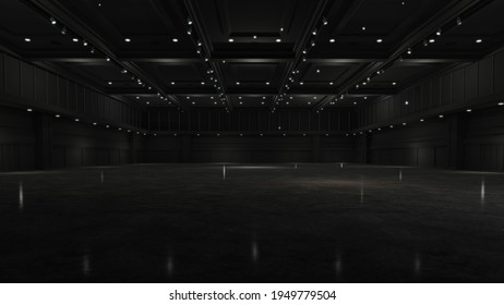 Empty convention hall center. backdrop for convention stands.3d render.