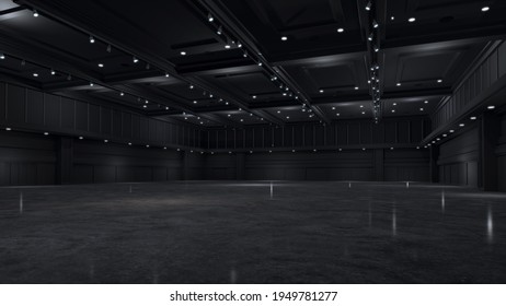 Empty Convention Hall Center. Backdrop For Convention Stands.3d Render.