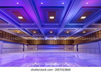 Empty Convention Hall Center .The Backdrop For Exhibition Stands,booth Elements. Meeting Room For The Conference.Big Arena For Entertainment,concert,event. Ballroom.3d Render.