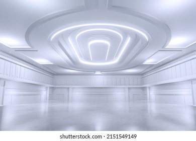 Empty Convention Hall Center .The Backdrop For Exhibition Stands,booth Elements. Meeting Room For The Conference.Big Room For Entertainment,concert,event,trade Show,wedding.ballroom Luxury.3d Render.