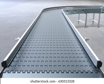 Empty Conveyor Belt 3D Rendering