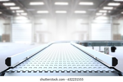 Empty Conveyor Belt 3D Rendering