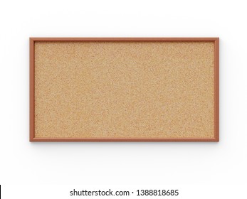 Empty Cork Board (noticeboard) Isolated On White. Mockup Template - 3D Rendering