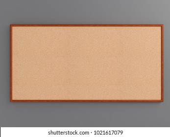 Empty Cork Board (noticeboard) On Gray Background. Mockup Template - 3D Rendering