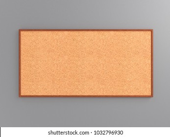 Empty Cork Board (noticeboard) On Gray Background. Mockup Template - 3D Rendering
