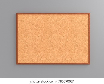 Empty Cork Board (noticeboard) On Gray Background. Mockup Template - 3D Rendering