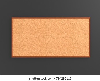 Empty Cork Board (noticeboard) On Gray Background. Mockup Template - 3D Rendering