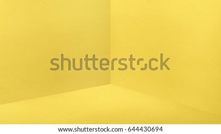 Empty corner bright yellow wall and  floor perspective room,Modern style room,Mock up for display of product,business presentation.