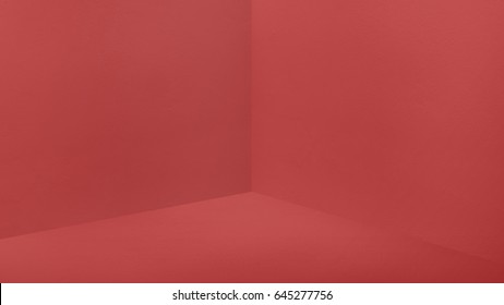 Empty corner red wall and  floor perspective room,Modern style room,Mock up for display of product,business presentation.