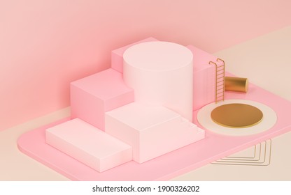 Square Platform Solid Color Background 3d Stock Illustration 1554962276
