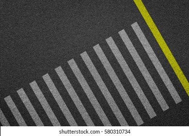 Empty Crosswalk On Asphalt Road Top View