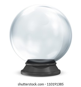 Empty Crystal Ball Isolated On White Background