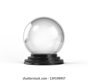 Empty Crystal Ball Isolated On White Background