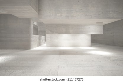 Empty Dark Abstract Concrete Room Interior