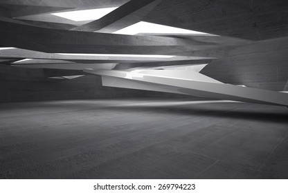 Empty Dark Abstract Concrete Room Interior