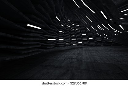 Empty Dark Abstract Concrete Room Interior. 3D Illustration. 3D Rendering