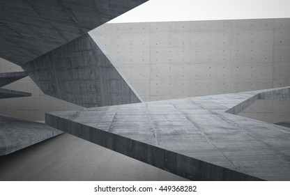 Empty dark abstract concrete room interior. Architectural background. 3D illustration. 3D rendering